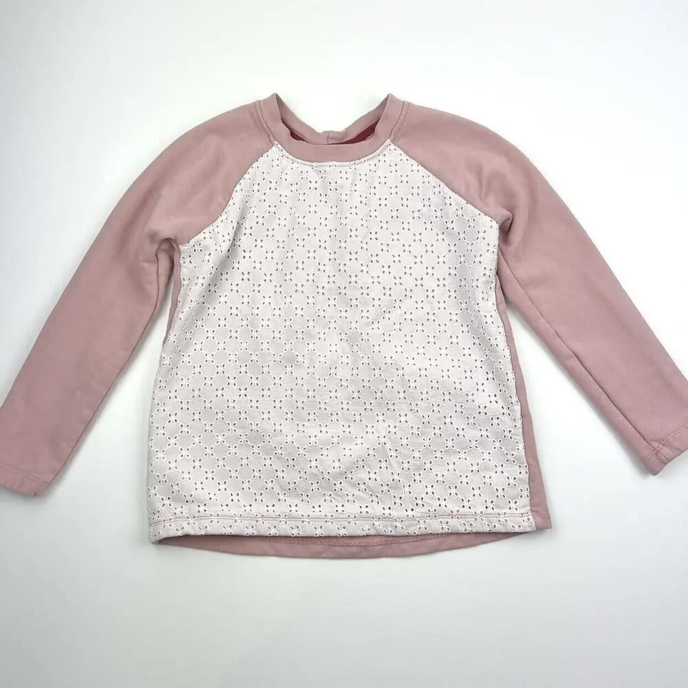 Hanna Andersson Pink Eyelet Sweatshirt